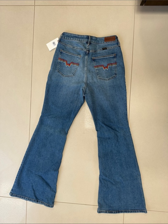 Wrangler Denim - Wrangler Blue Flare Jeans with Multicolor Embroidered Pockets